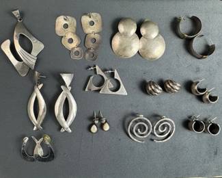 Sterling Silver Modernist Earring collection 155.64g