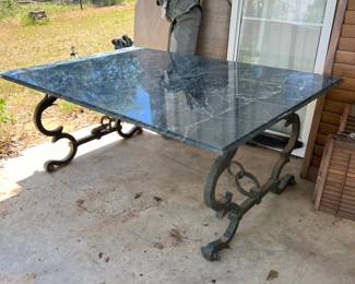 marble top metal dining table