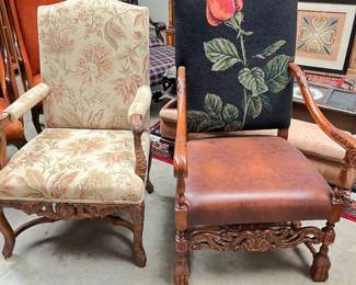 leather/fabric upholstered arm chairs