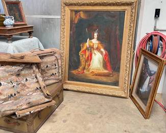 large gilt framed reproduction painting of Queen Victoria's Coronation