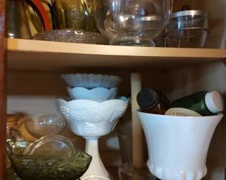 Milk Glass, Avocado green glassware