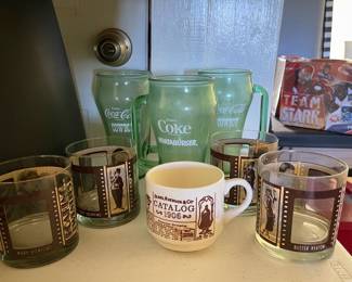 VINTAGE SEARS & ROEBUCK CATALOG MUG, COKE WHATABURGER GLASSES