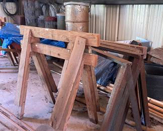WOOD AND METAL SAW HORSES