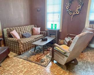 VINTAGE PLAID SLEEPER SOFA, DEARBORN HEATER