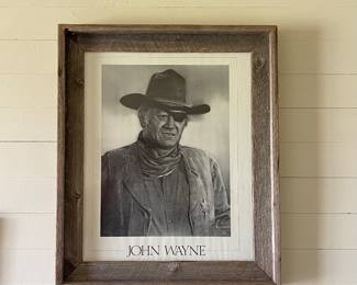 VINTAGE JOHN WAYNE PICTURE FRAMED IN BARNWOOD