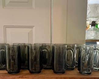 LIBBEY OPTIC SWIRL SMOKE BEER MUGS