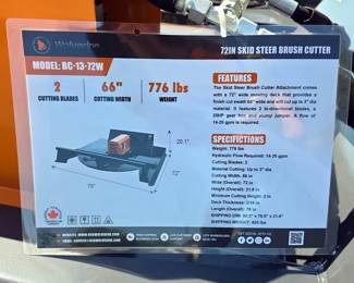 2026 WOLVERINE BC-13-72W Brush Cutter, Unused 