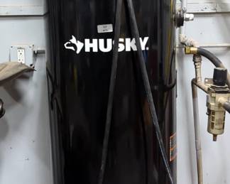 Husky 60-Gallon Stationary Electric Air Compressor On Custom Built Stand, Model C602H, Approx 72" x 23" x 28"