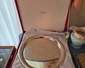 Vintage CARTIER  PEWTER Plate Platter Tray Original Box- 11"