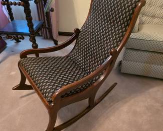 Antique Victorian  Upholstery Cushioned Nursing Rocking Chair Rocker