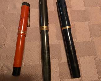 Vintage fountain pens, Parker, mabie Todd, and Carter.