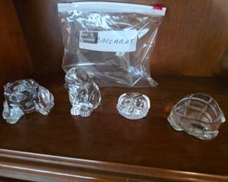 4 BACCARAT glass animal Figurines 