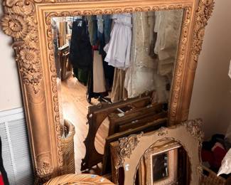 Large Ornate Gilt Floor Mirror Carved Frame Full Length Antique Victorian Decor