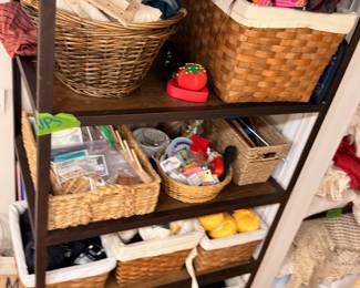 Wood Shelving Unit Baskets Craft Supplies Yarn Storage Containers Organizing Lot