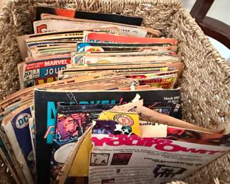 Vintage Marvel DC Comic Books Magazines Basket Lot Collectible Reading Material