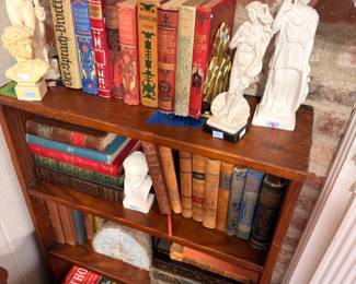 Vintage Hardcover Books Collection Bookcase Figurines Shelf Display