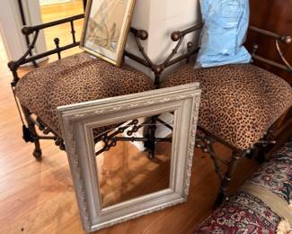 Large Ornate Gilt Picture Frame Leopard Print Chairs Iron Bed Frame Antique Decor