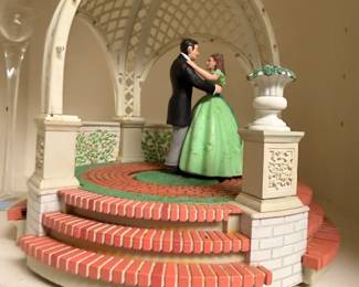 Porcelain Figurine Dancing Couple Gazebo Arbor Victorian Romance Collectible Decor