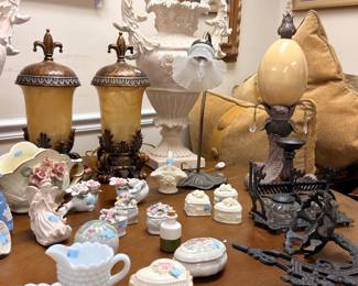 Porcelain Figurines Bronze Urns Ceramic Teapot Floral Trinket Boxes Collectibles