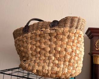 Large Woven Seagrass Basket Handles Natural Fiber Storage Decor Handmade