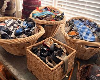 Wicker Baskets Clothing Shirts Fabric Sorted Mens Womens Apparel Lot Estate Sale