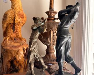 Carved Wood Eagle Bronze Figural Lady Lamp Ornate Urn Vase Antique Collection
