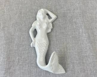 Cast Iron Mermaid Wall Hook Painted, White