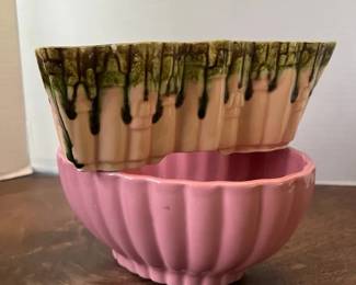 Haeger and UPCO Planters, Pink Vintage Scalloped