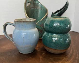 Vase Lot Catoctin, Bird of Paradise, Bubble Vase, Pitcher 3 Signed