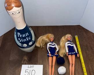 Penn State Bowling Pen and 2 Barbie Cheerleaders