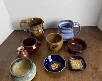9 Pc Lot Small Pottery, Porcelain Limoges, Annapolis Pottery, Hall, more