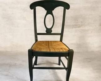 Pottery Barn Napoleon Green Wood And WickerRattan Chair, Italy