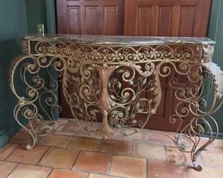 Marble Top Metal Entry Table