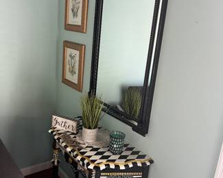 Whimsical painted hall table and mirror