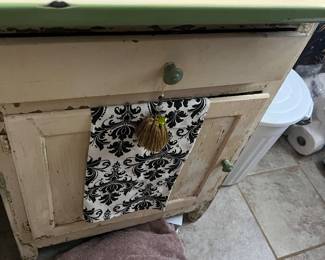 Enamel top kitchen cabinet