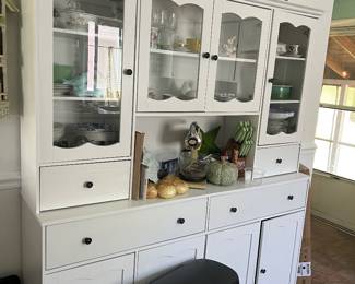 Painted glass door hutch