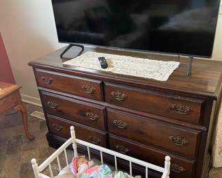 Dark wood dresser and mirror