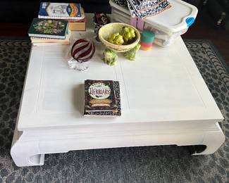Large heavy painted wood coffee table
