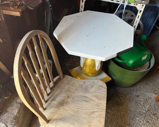 Octagon table and hoop chair
