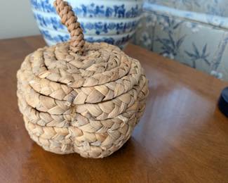 Woven Water Hyacinth Pumpkin Trinket Box