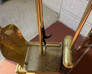 Brass Fireplace Tool Set with Stand