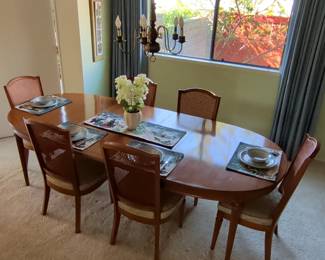 Vintage Drexel Dining Set with Cane Back Chairs