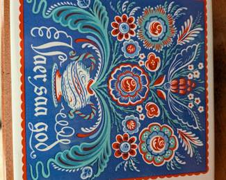 Vintage Berggren Swedish Folk Art Tile