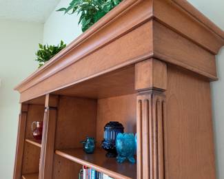 Cherry Wood Bookcase with Pediment Top