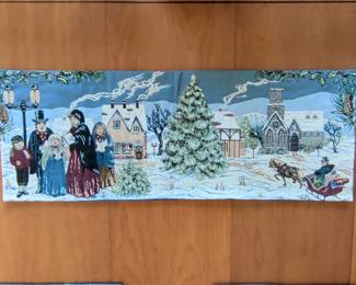Charles Wysocki "Small Town Christmas" or "Cape Cod Christmas" Style Tapestry Runner