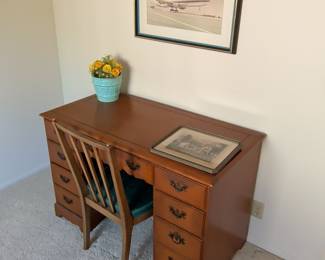 Vintage Ethan Allen Maple Writing Desk and Chair