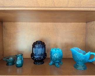Victorian Art Glass Collection - L.E. Smith Moon and Stars & Sowerby Piasa Bird