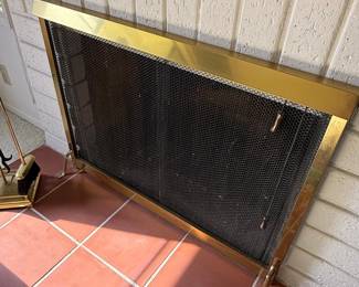 Brass Fireplace Screen with Mesh