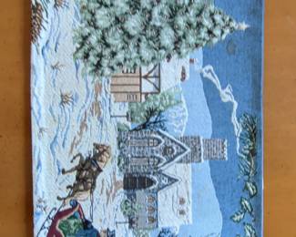 Vintage Christmas Village Tapestry Table Runner