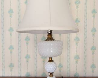 Hobnail Milk Glass Table Lamp